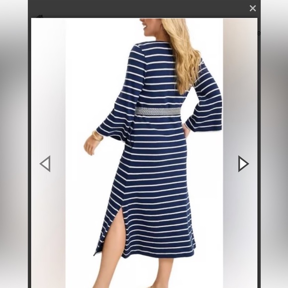 NWT Tommy Bahama Sun Harbor Caftan V-Neck 3/4 Sleeve Tassel Self-Tie Midi Dress - Picture 1 of 5